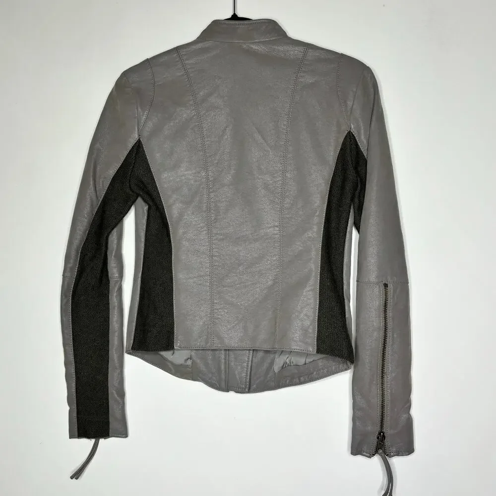 Free People Cool & Clean Vegan, Faux Leather Moto Jacket Slate Gray 4